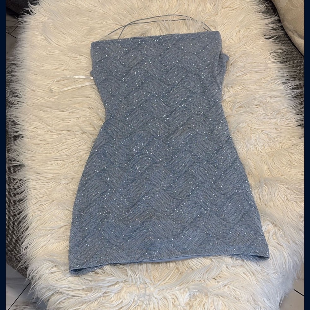 Windsor Blue Strapless Sheath Dress for Cocktail